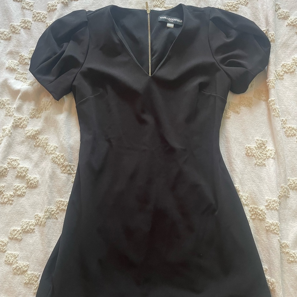 Elegant Karl Lagergeld Black Puff Sleeve Dress